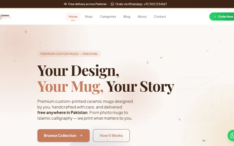Custom Designs Now — Premium custom mugs e-commerce store in Pakistan